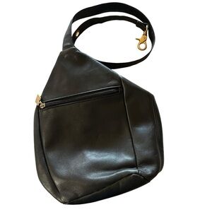 Tignanello Vintage Small Black Soft Leather Convertible Strap Shoulder Sling Bag